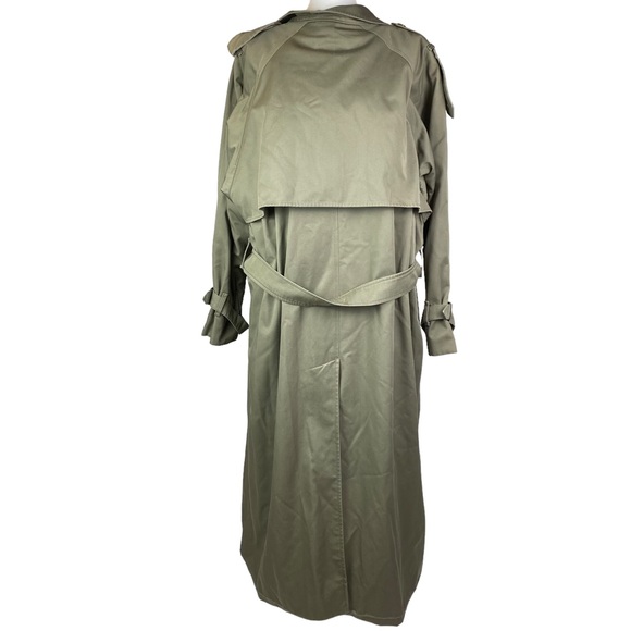Vintage Burberry khaki green trench coat w/removable wool liner and belt XL - Picture 3 of 15